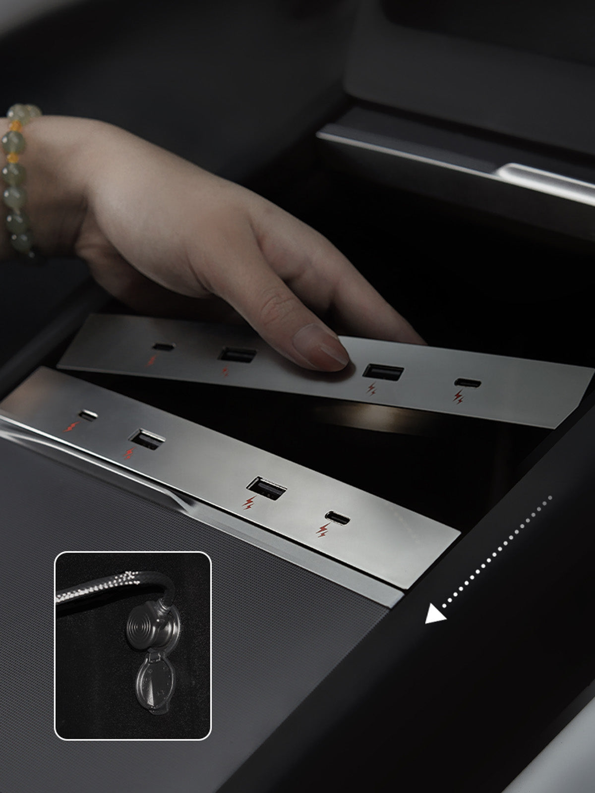 Center Console USB Hub for Tesla Model 3 Highland 24+ / Y Juniper 25+