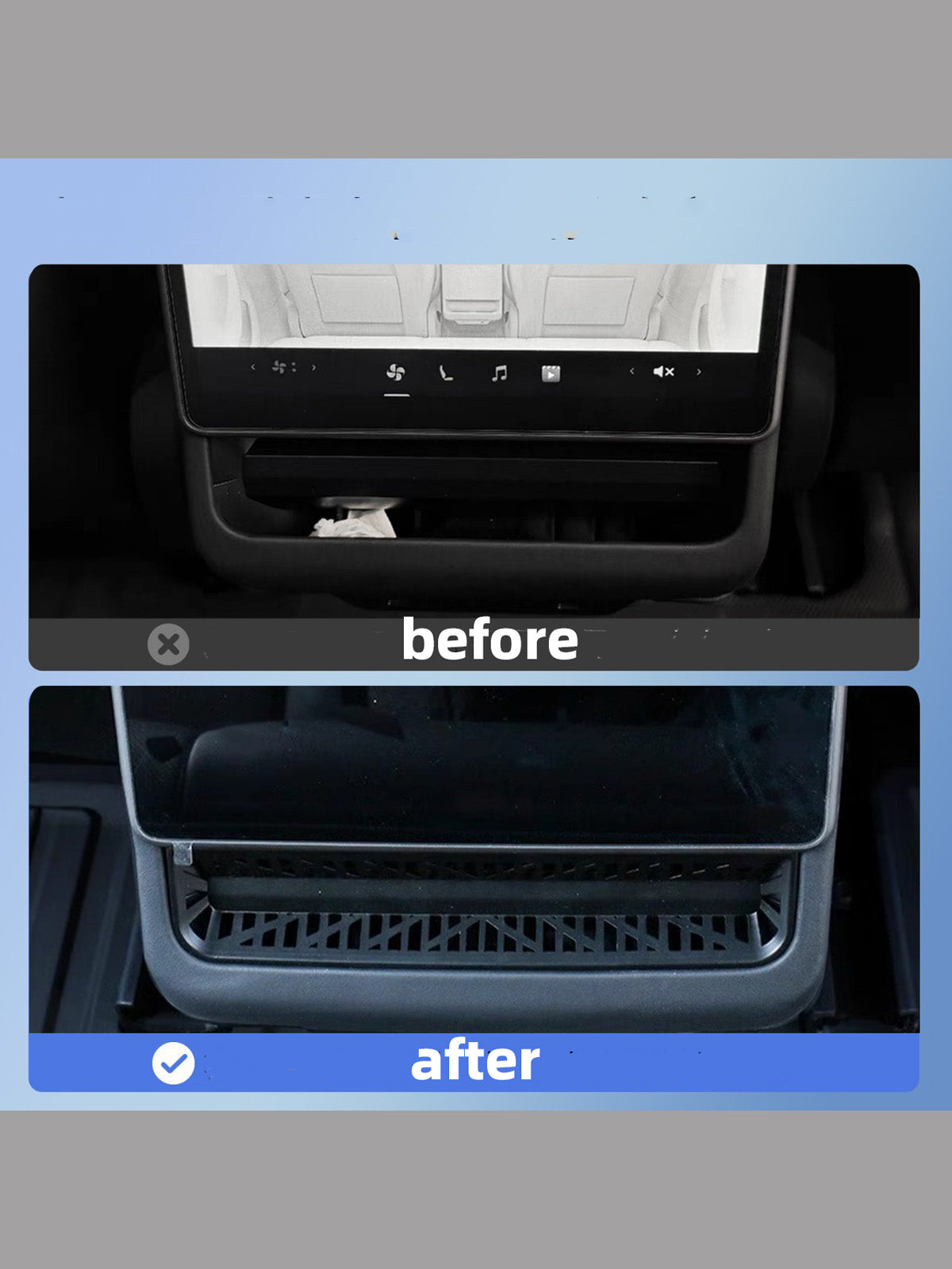 Back Screen Air Vent Cover for Tesla Model 3 Highland 24+ / Y Juniper 25+