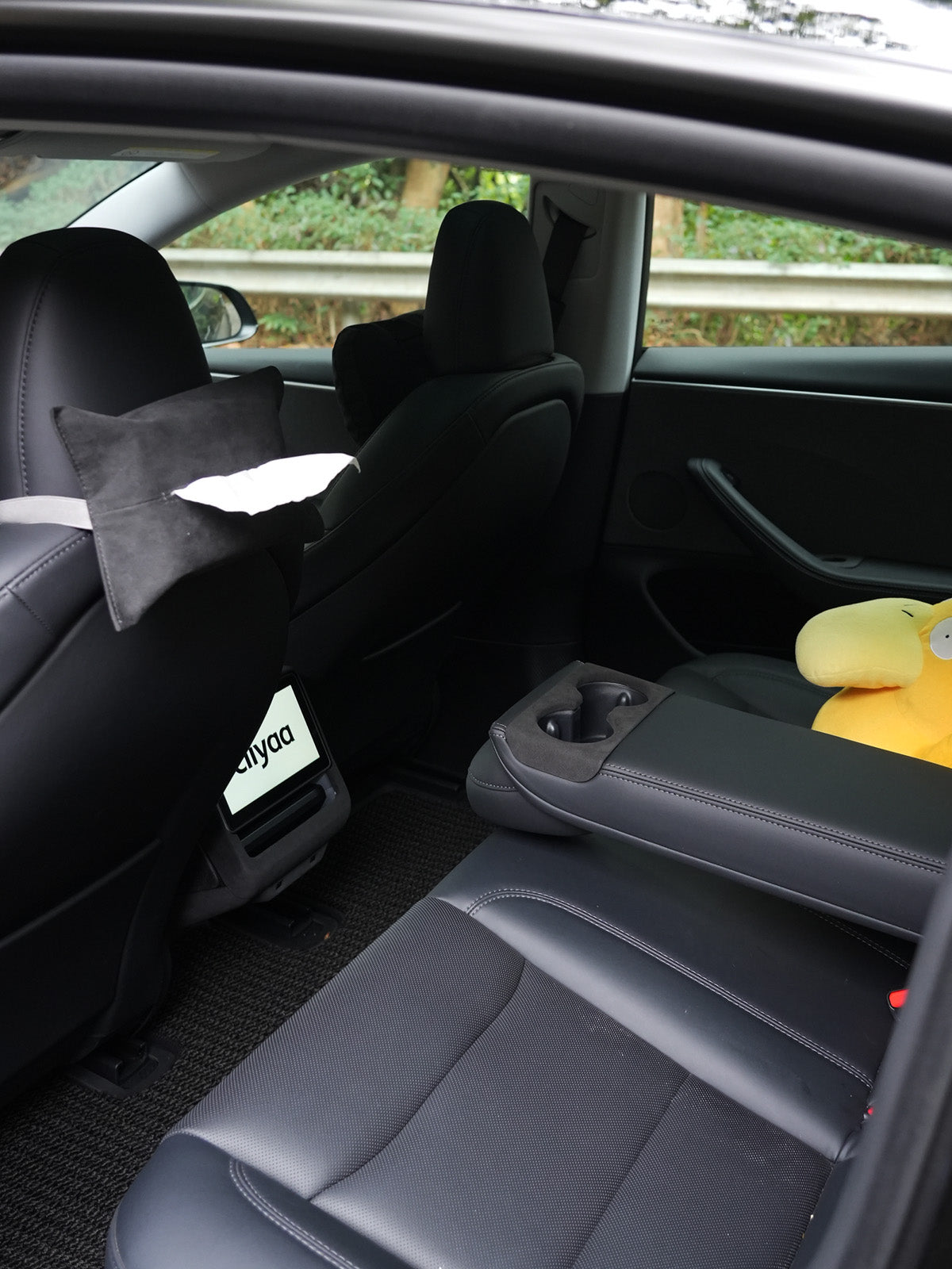 Alcantara Back Seat Cup Cover for Tesla Model 3 Highland 24+