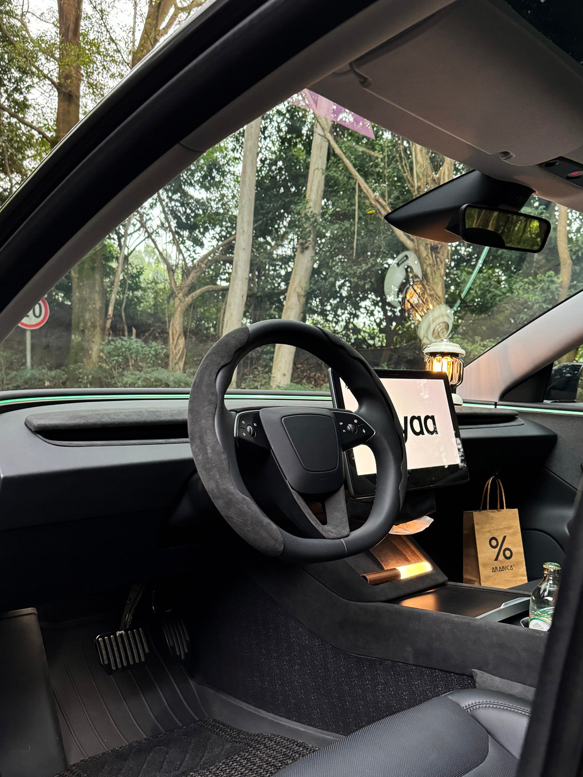 Alcantara Center Console Side Trim for Tesla Model 3 Highland 24+ / Y Juniper 25+