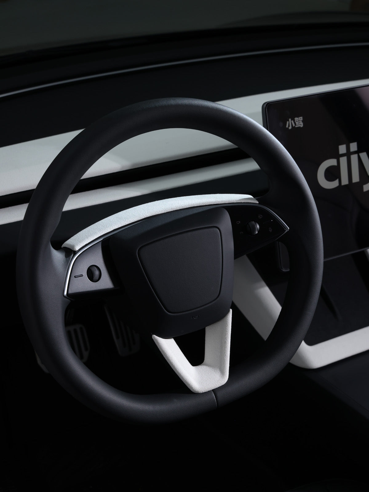 CiyaSuede Steering Wheel Upper Trim for Tesla Model 3 Highland 24+ / Y Juniper 25+