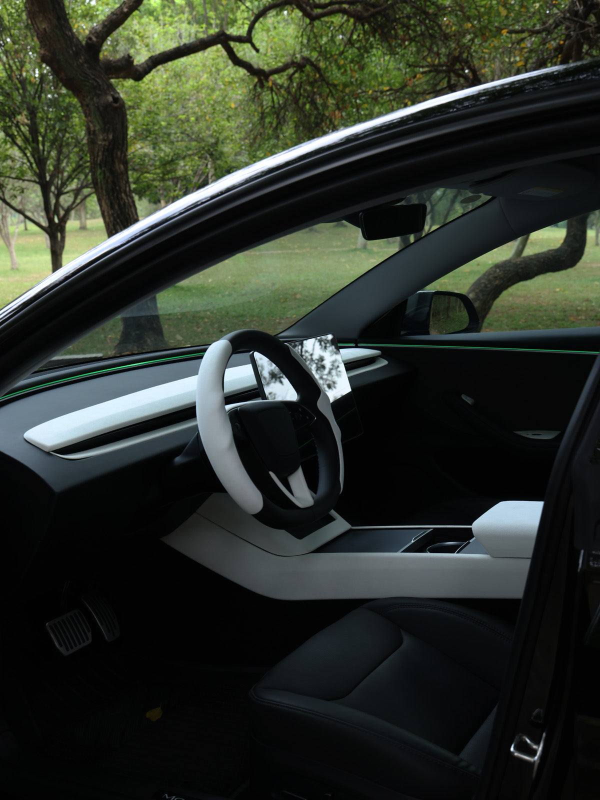 CiyaSuede Steering Wheel Upper Trim for Tesla Model 3 Highland 24+ / Y Juniper 25+