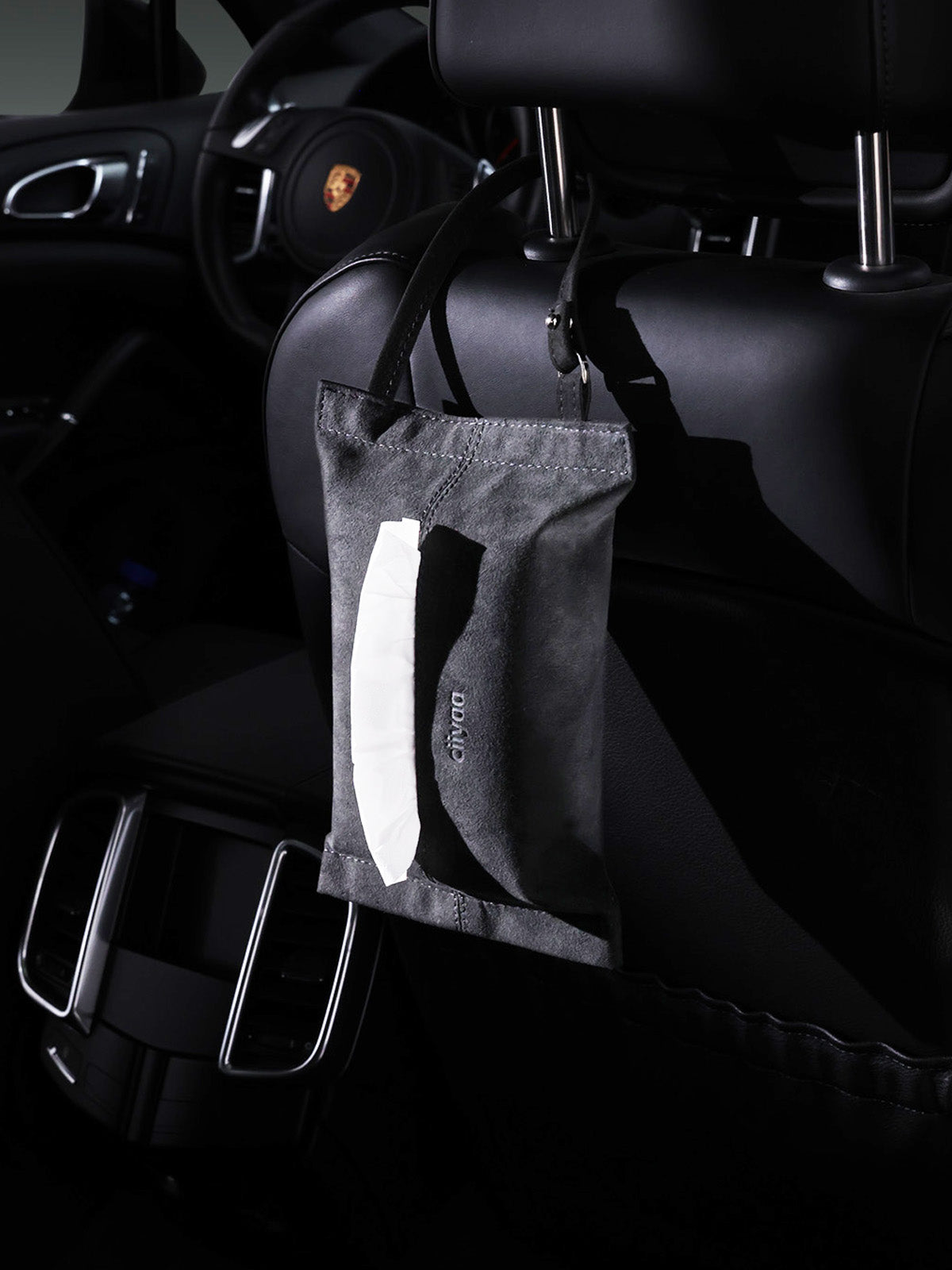 ciiyaa Alcantara Flat Tissue Holder with Lanyard