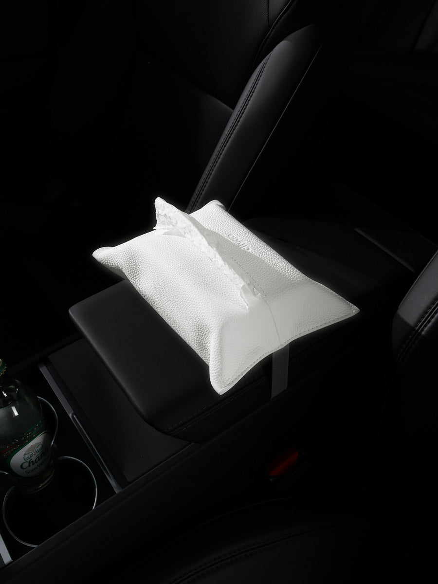 ciiyaa Lychee Cowhide Flat Tissue Holder