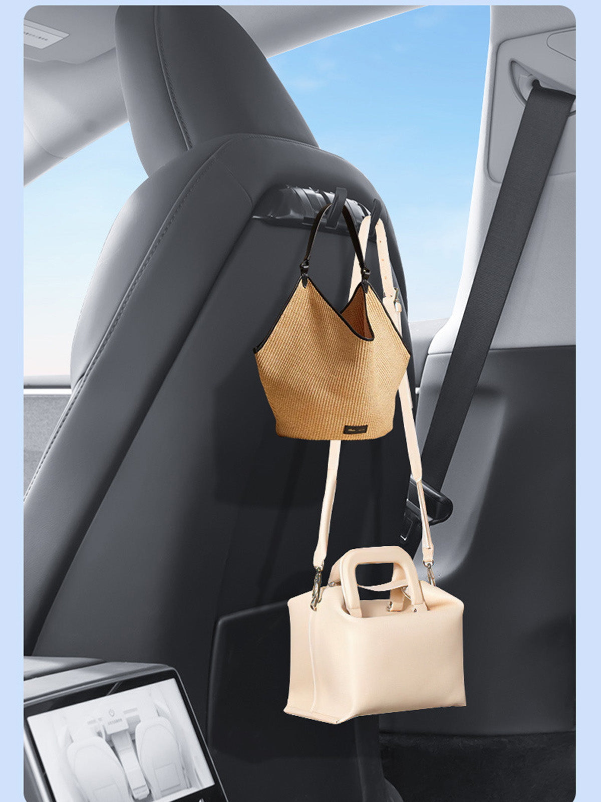ciiyaa Rear Seat Back Hooks for Tesla Model 3(21-26) / Y(20-26)