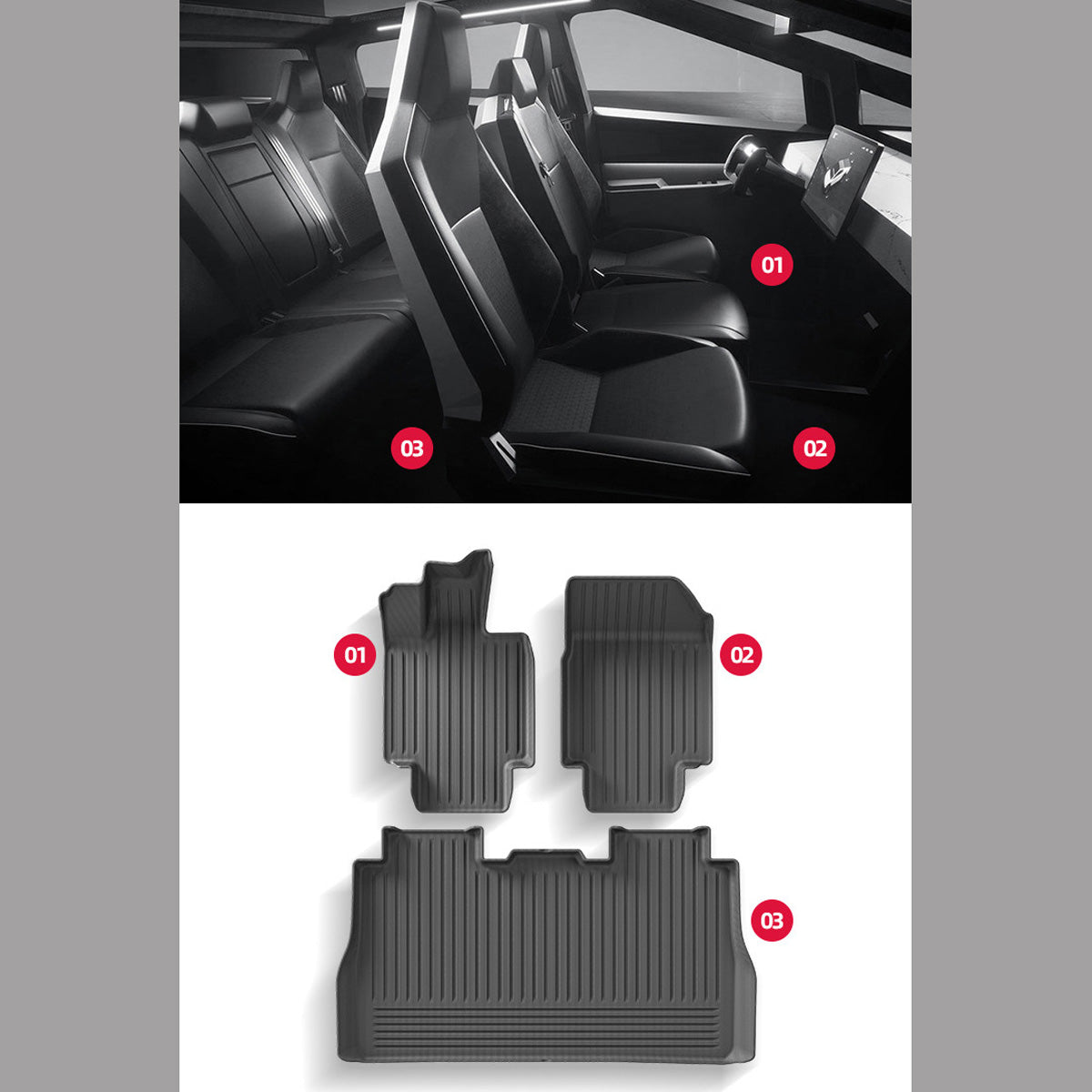ciiyaa All Weather TPE Floor Mats for Cybertruck