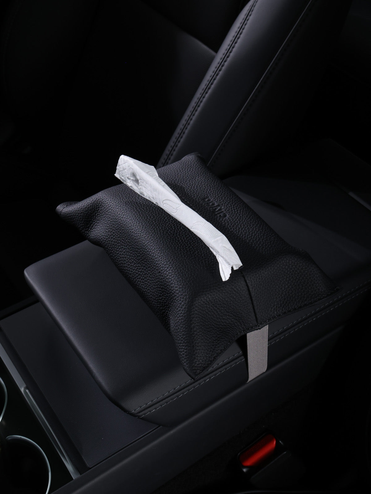 ciiyaa Lychee Cowhide Flat Tissue Holder