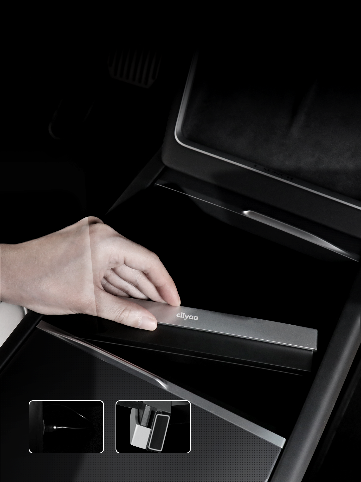 Center Console Retractable Charger for Model 3(21-26) / Y(20-26)