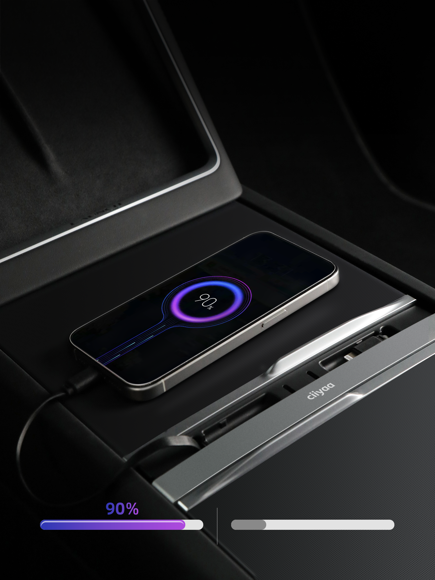 Center Console Retractable Charger for Model 3(21-26) / Y(20-26)