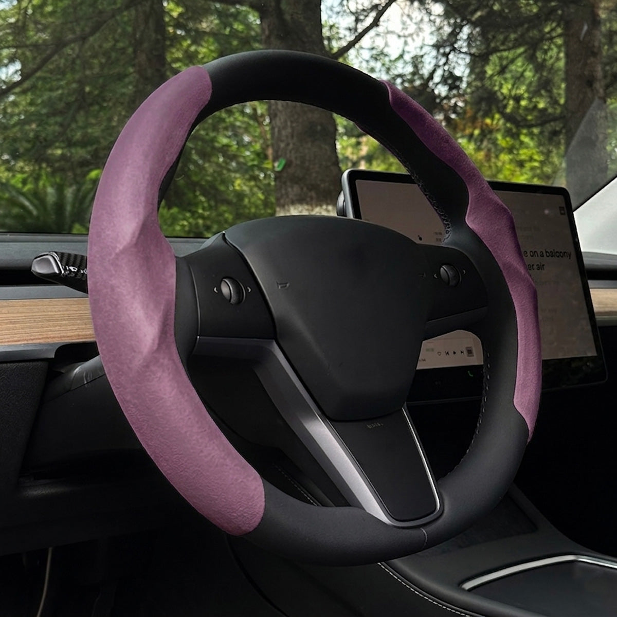 ciiyaa Suede Steering Wheel Cover for Tesla Model 3(18-26) / Y(20-26) / YL(25-26)