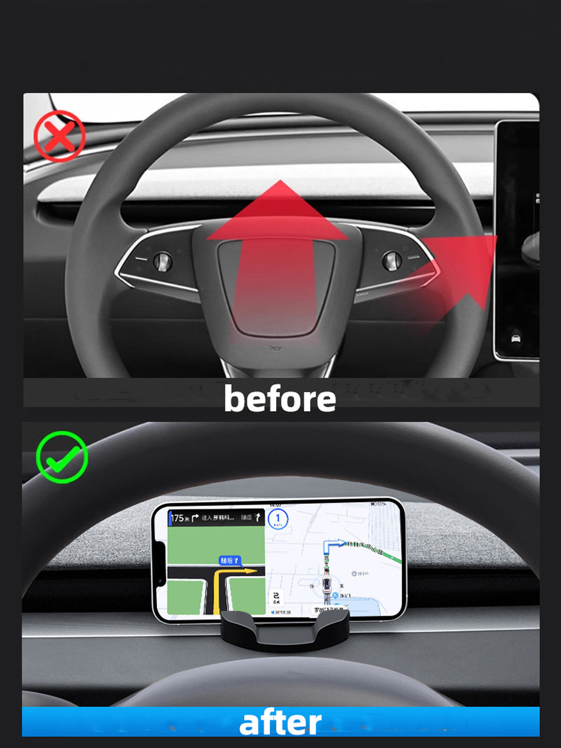 ciiyaa Dashboard Phone Holder for Tesla Model 3 Highland 24+ / Y Juniper 25+ / YL(25-26)