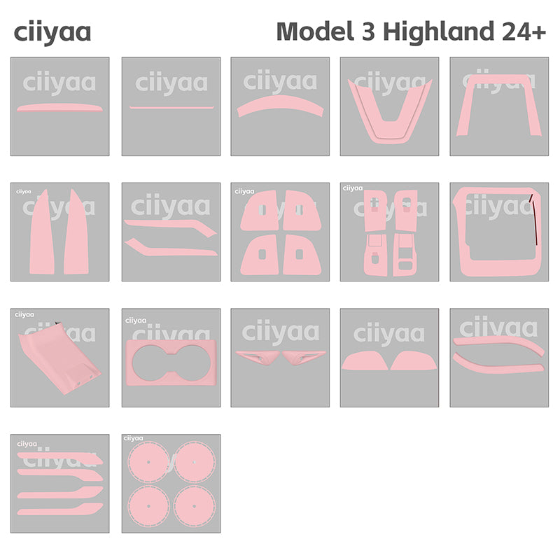 ciiyaa PureDeco Sakura Pink Interior Package  for Tesla Model 3 Highland 24+ / Y Juniper 25+