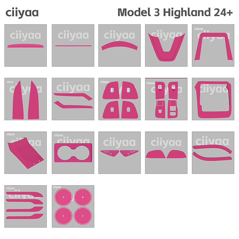 ciiyaa PureDeco Beetroot Purple Interior Package  for Tesla Model 3 Highland 24+ / Y Juniper 25+