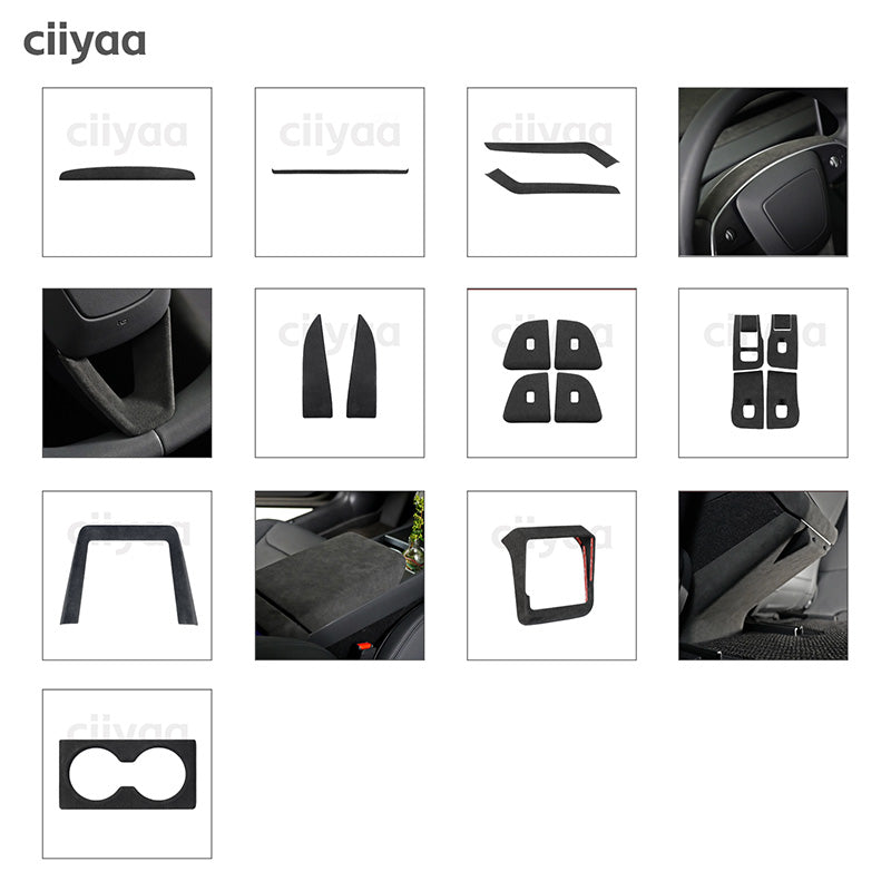 ciiyaa Alcantara Steering Wheel Upper Trim for Tesla Model 3 Highland 24+ / Y Juniper 25+ / YL (25-26)