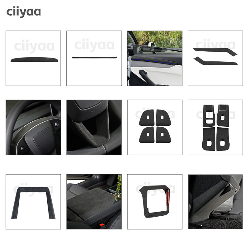ciiyaa Alcantara Wireless Charging Panel Frame for Tesla Model 3 Highland 24+ / Y Juniper 25+ / YL (25-26)