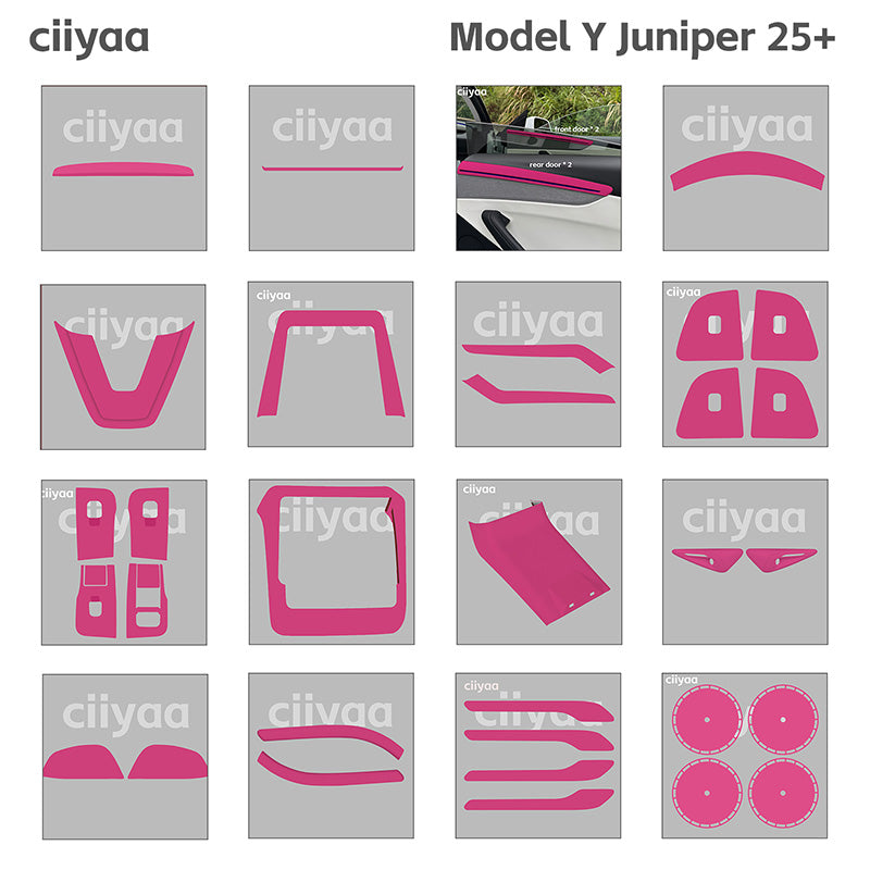 ciiyaa PureDeco Beetroot Purple Interior Package  for Tesla Model 3 Highland 24+ / Y Juniper 25+