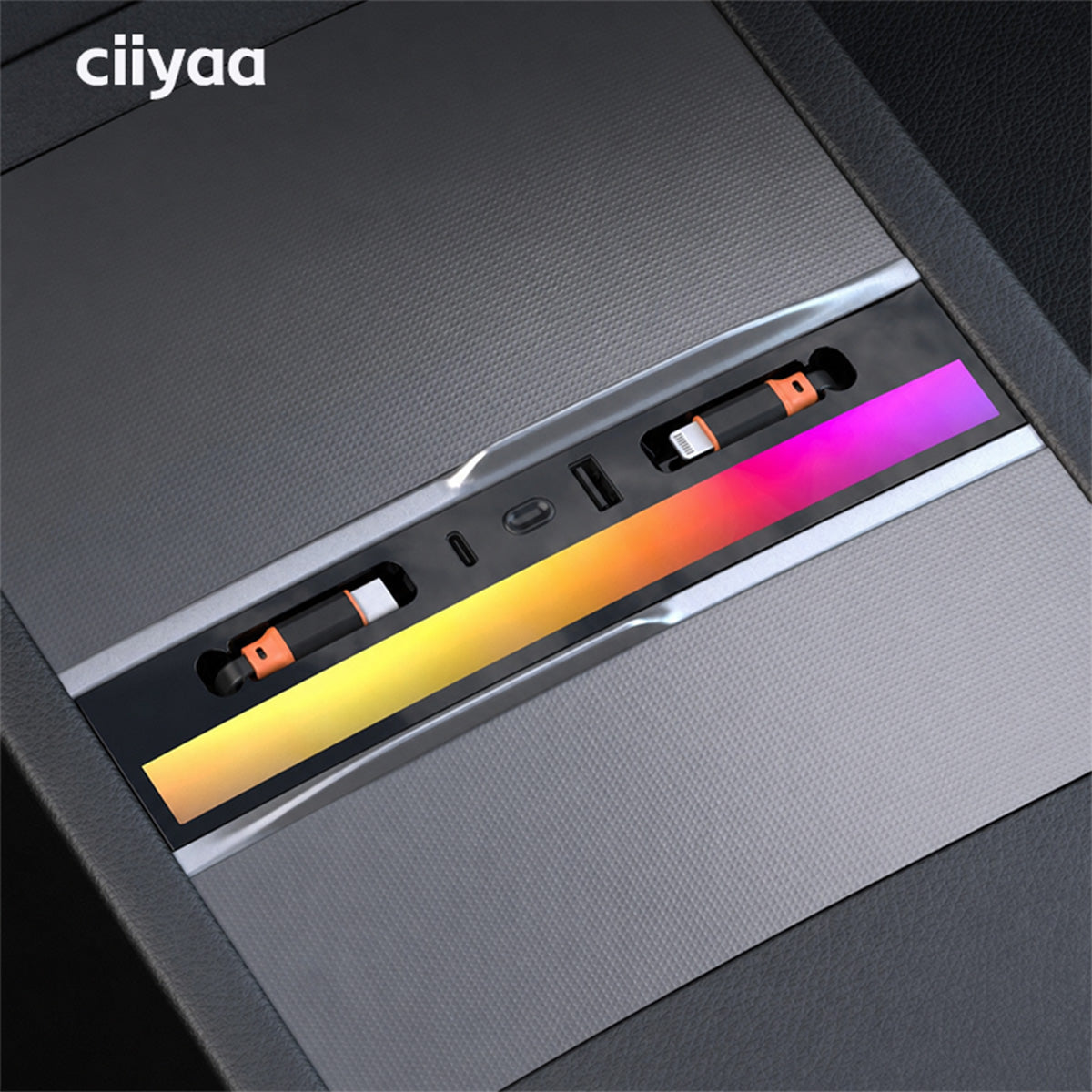 ciiyaa Ambient Light Center Console Retractable Charger for Tesla Model 3 Highland 24+ / Y Juniper 25+ / YL(25-26)