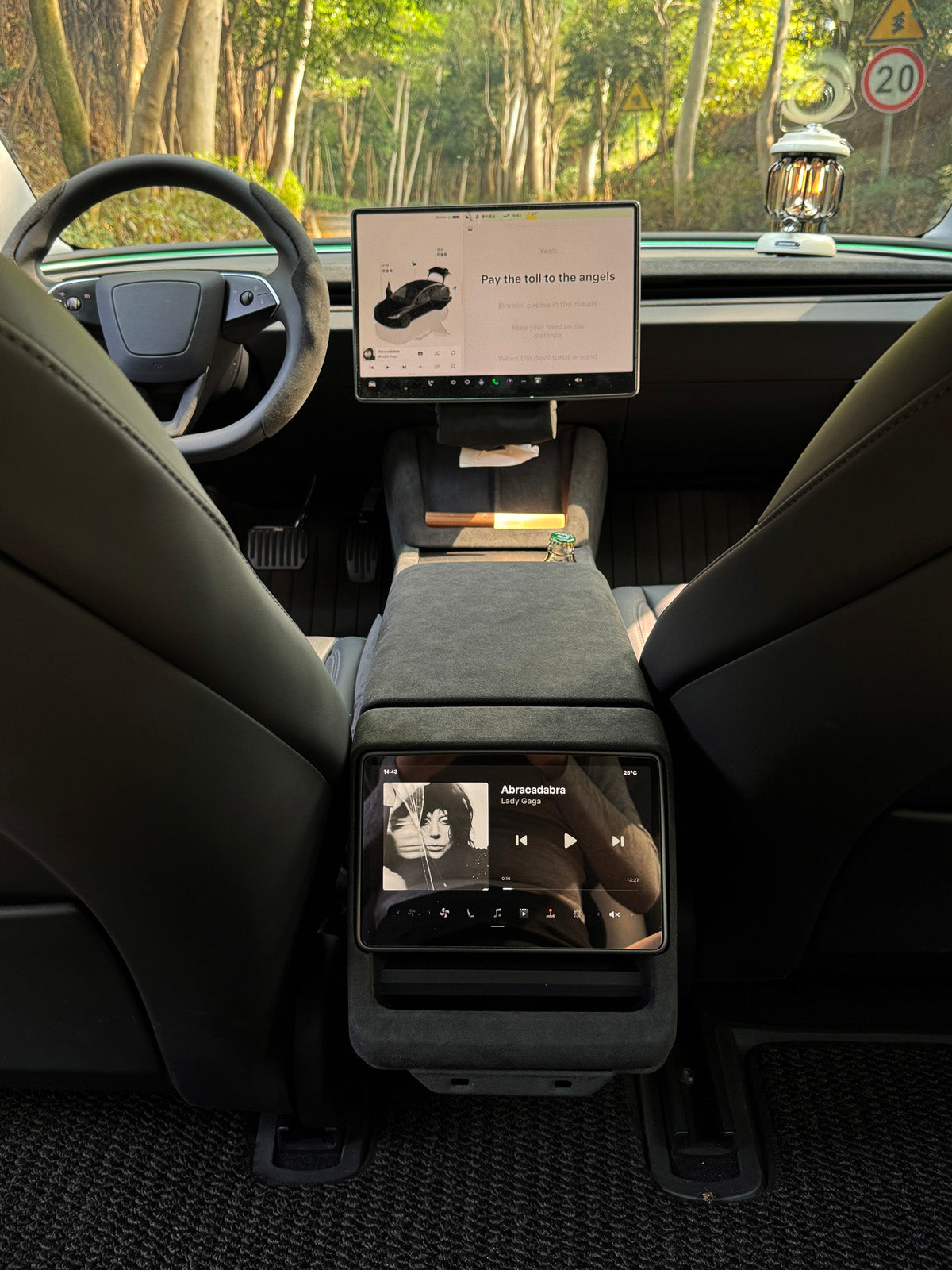 Alcantara Rear Center Console Anti-Kick Cover for Tesla Model 3 Highland 24+ / Y Juniper 25+