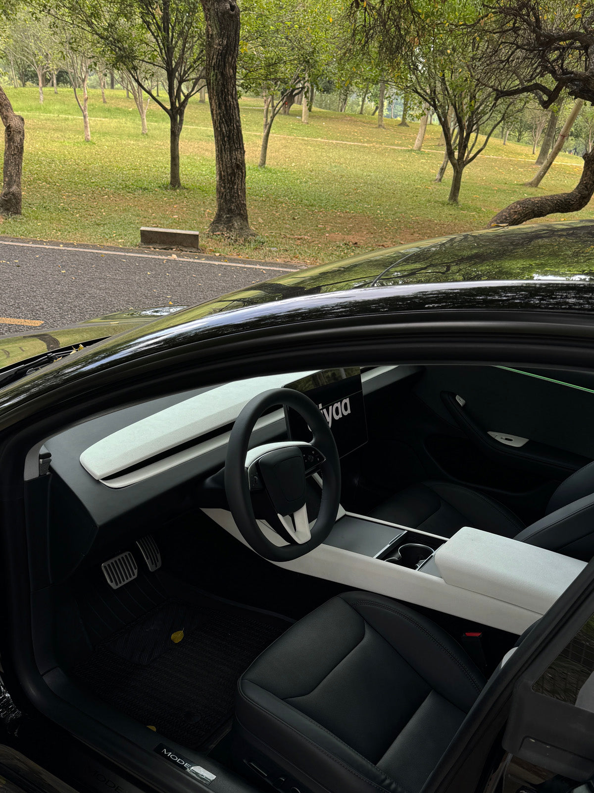 CiyaSuede Steering Wheel Upper Trim for Tesla Model 3 Highland 24+ / Y Juniper 25+