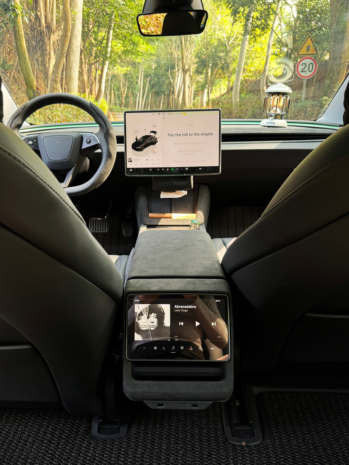 Alcantara Back Seat Cup Cover for Tesla Model 3 Highland 24+