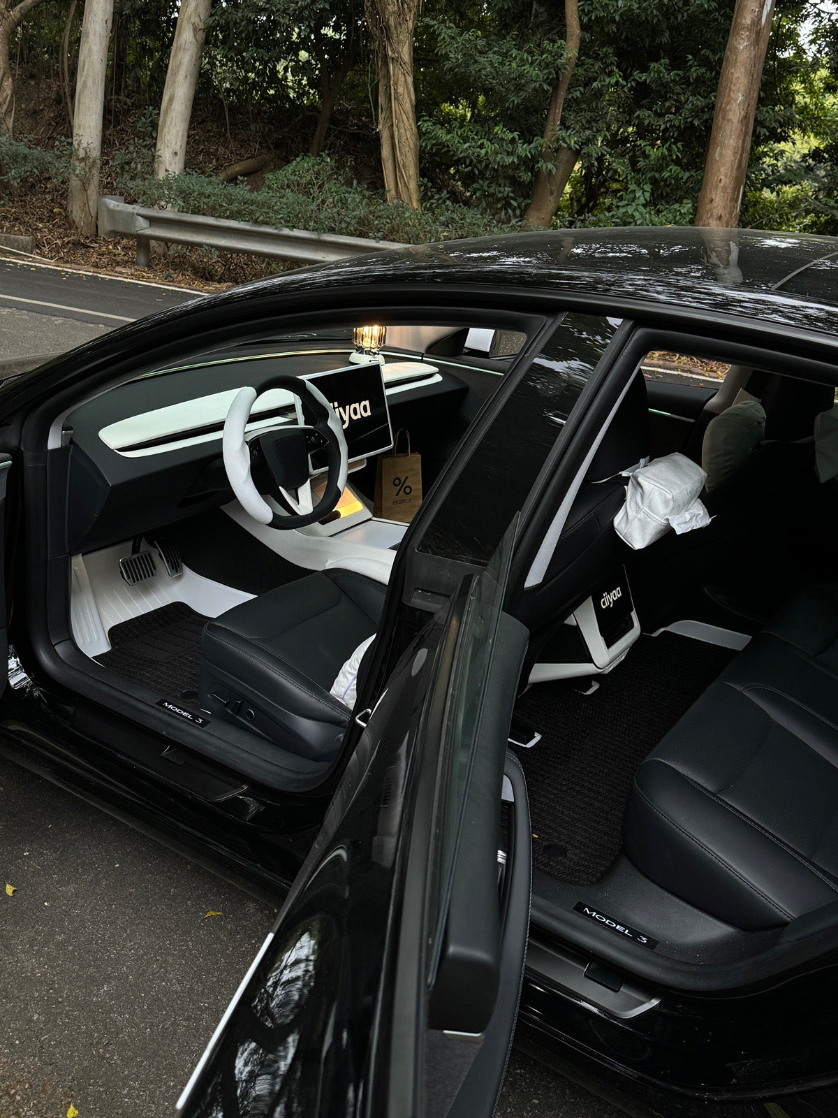 PureDeco Rear Center Console Anti-Kick Cover for Tesla Model 3 Highland 24+ / Y Juniper 25+