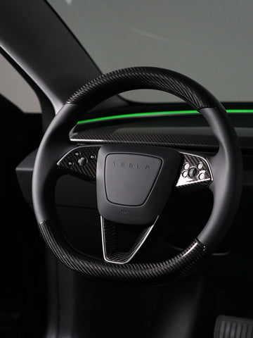 ciiyaa Real Carbon Fibre Steering Wheel Cover for Tesla Model 3 (24-26) / Y (25-26) / YL（25-26）