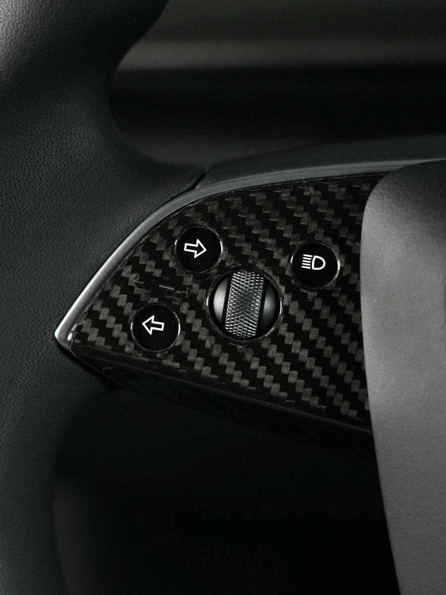 ciiyaa Carbon Fiber Steering Wheel Stickers for Tesla Model 3 (24-26) / Y (25-26) / YL（25-26）