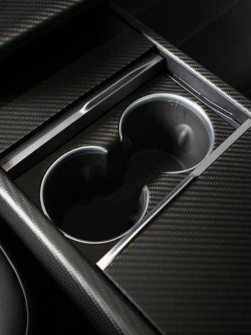 ciiyaa Carbon Fibre Center Console Cup Slot Cover for Tesla Model 3 (24-26) / Y (25-26) / YL (25-26)