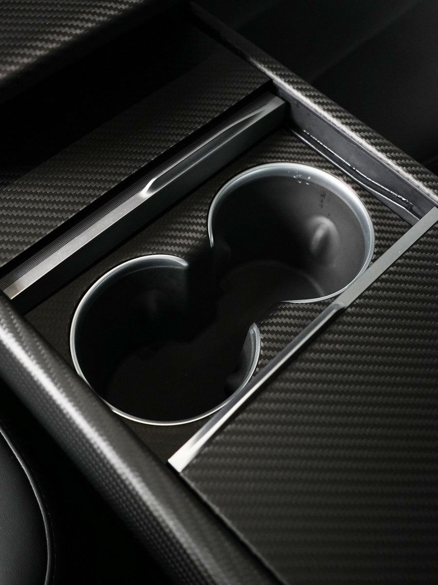 ciiyaa Carbon Fibre Center Console Cup Slot Cover for Tesla Model 3 (24-26) / Y (25-26) / YL (25-26)