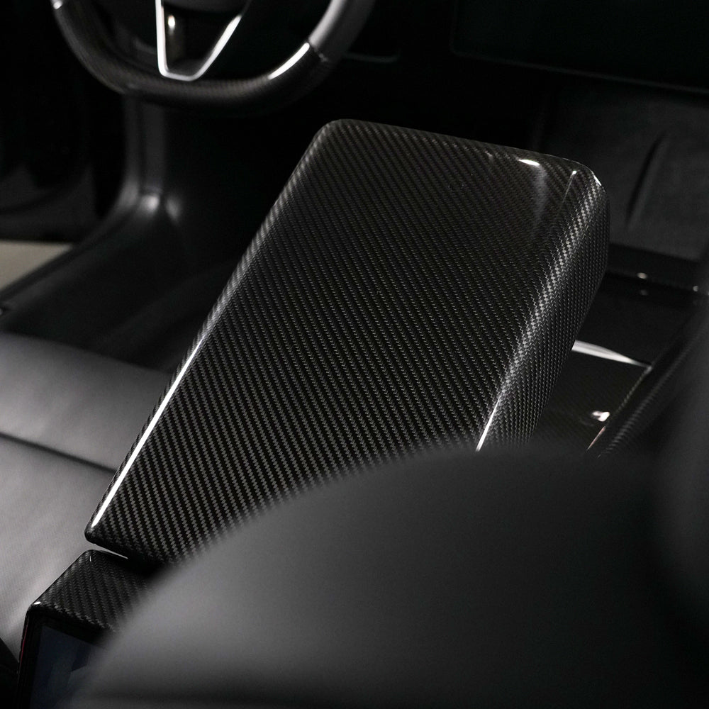 Carbon Fiber Armrest Cover for Tesla Model Y Juniper 2025