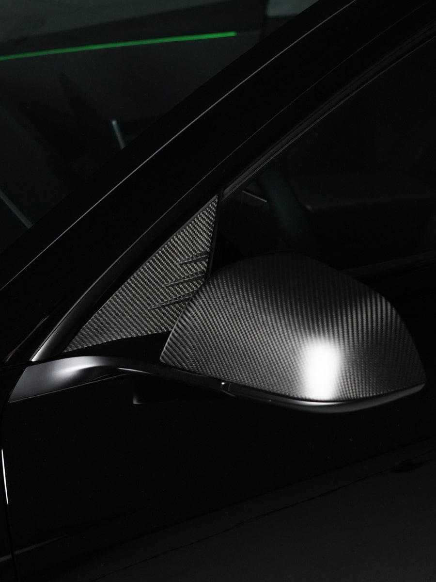 ciiyaa Carbon Fiber A Pillar Window Triangle Cover for Tesla Model 3 (21-26)