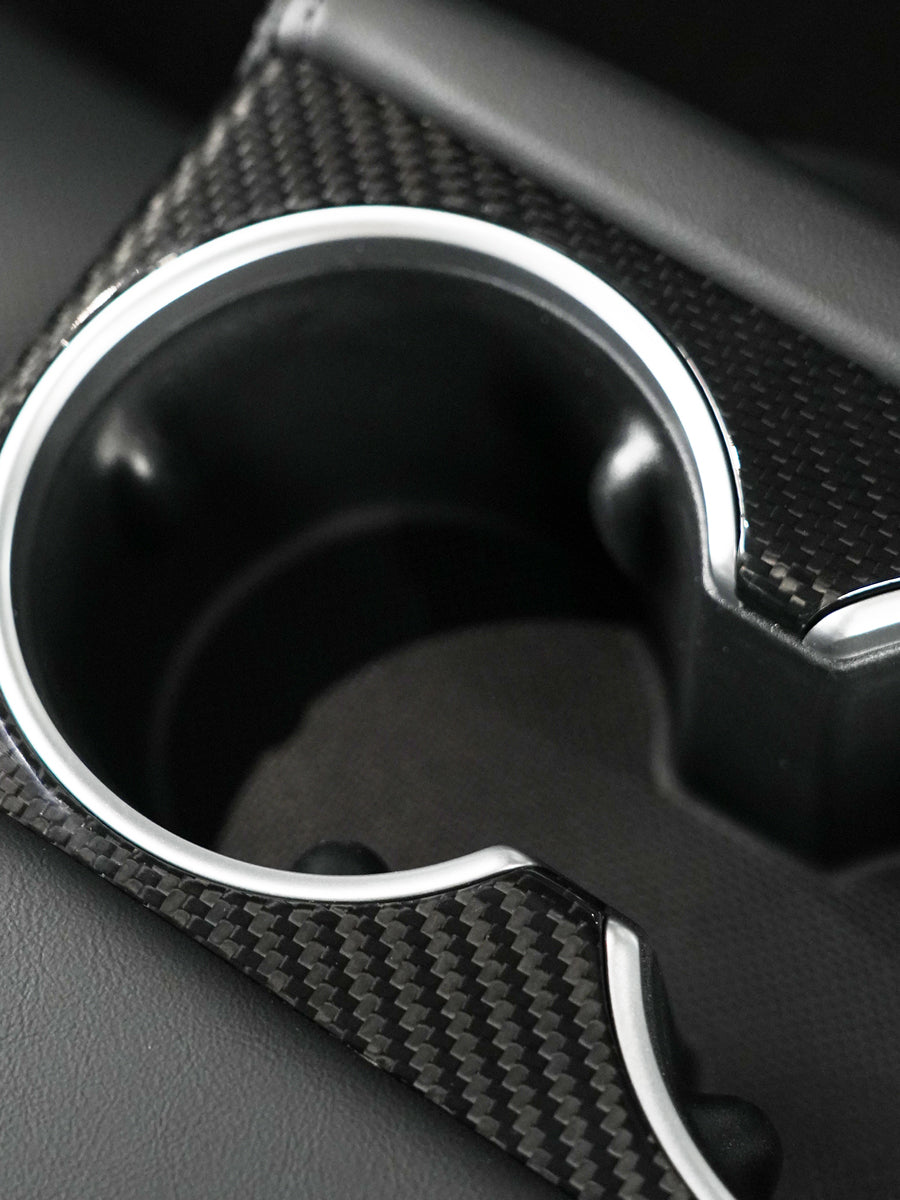 ciiyaa Carbon Fibre Rear Seat Cup Cover for Tesla Model 3 Highland 24-26