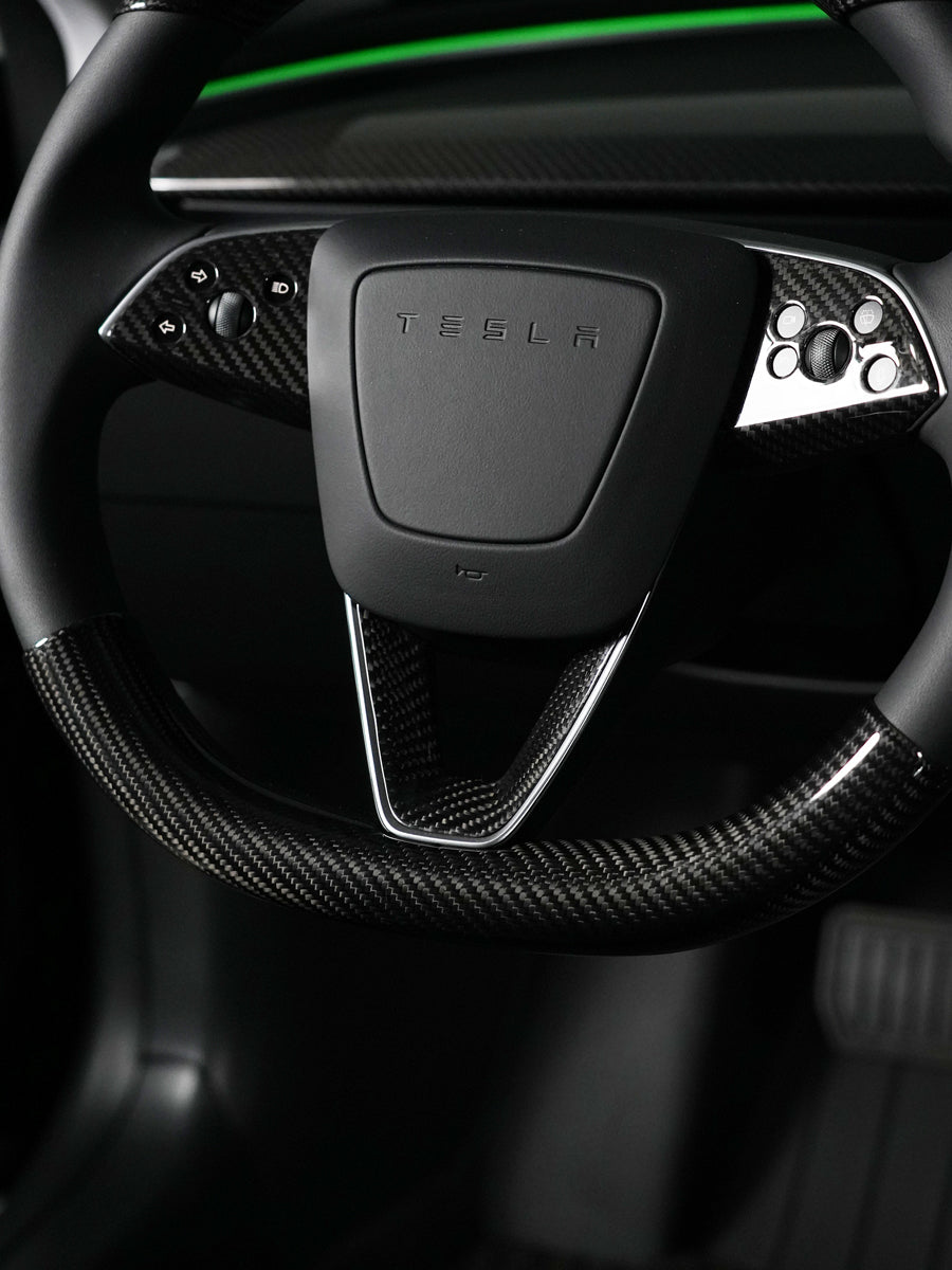 ciiyaa Real Carbon Fibre Steering Wheel Cover for Tesla Model 3 (24-26) / Y (25-26) / YL（25-26）