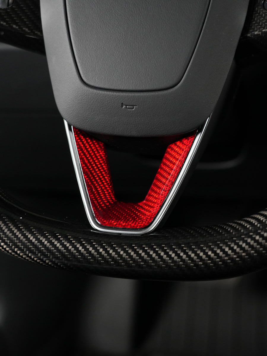 ciiyaa Carbon Fiber Steering Wheel V Sticker for Tesla Model 3 (24-26) / Y (25-26) / YL(25-26)