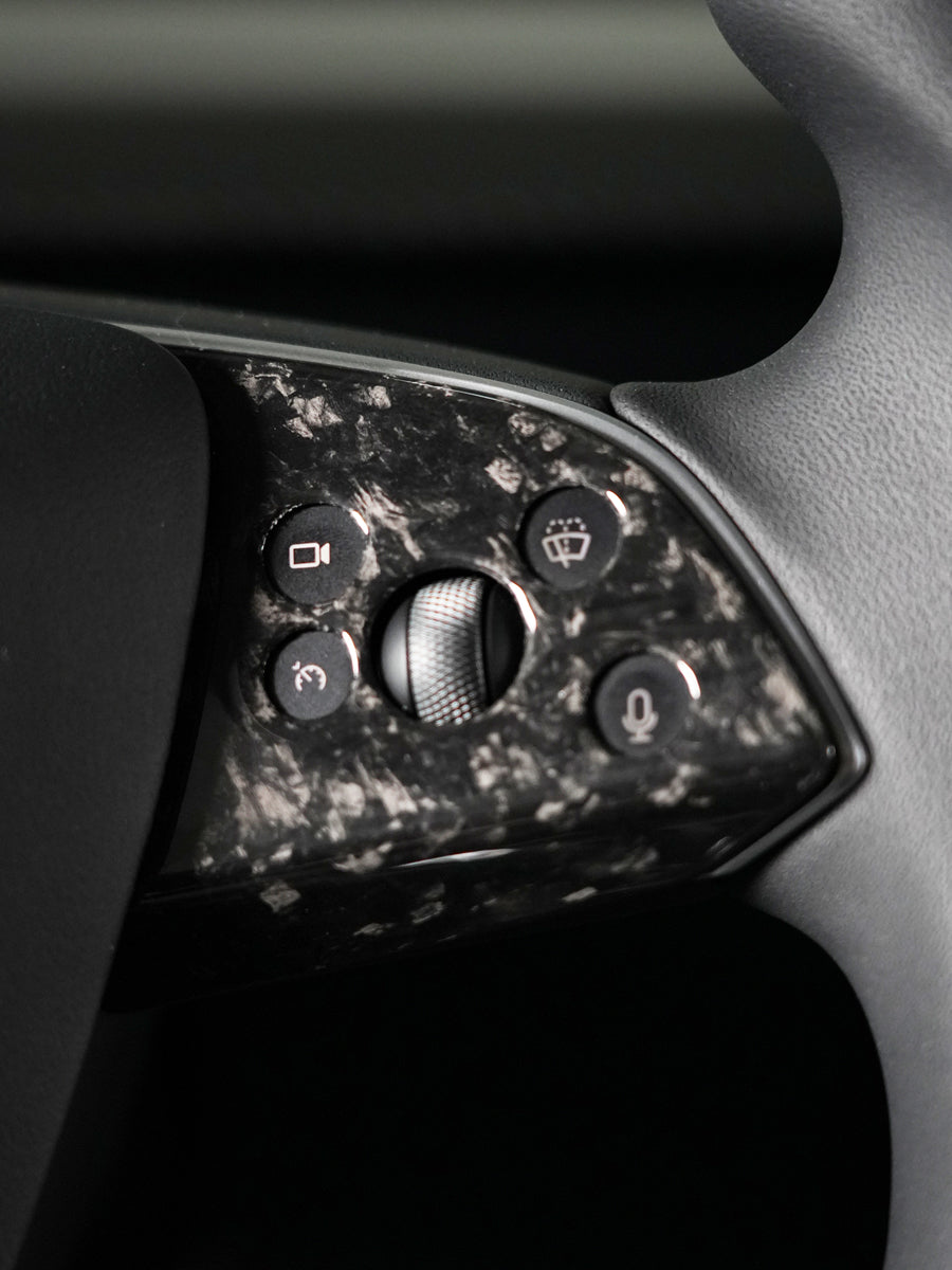 ciiyaa Carbon Fiber Steering Wheel Stickers for Tesla Model 3 (24-26) / Y (25-26) / YL（25-26）