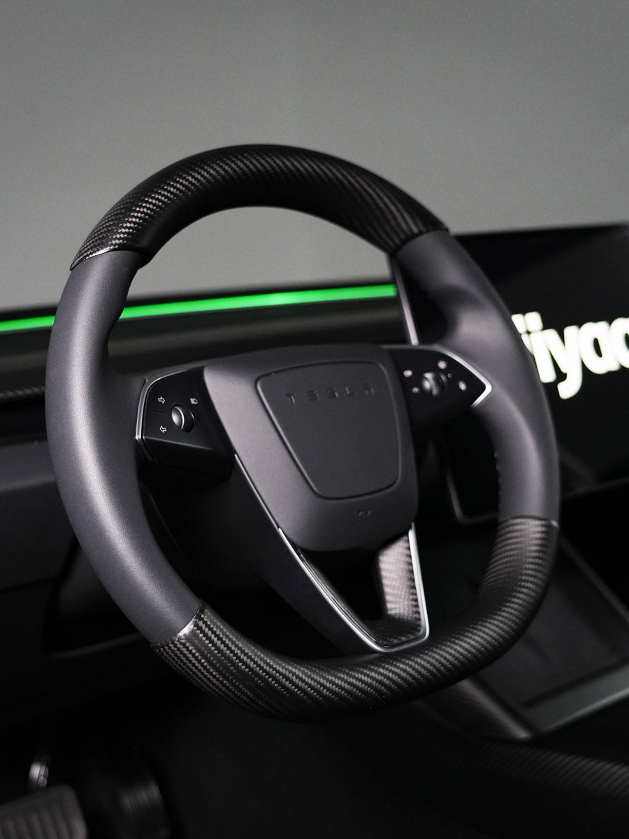 ciiyaa Real Carbon Fibre Steering Wheel Cover for Tesla Model 3 (24-26) / Y (25-26) / YL（25-26）
