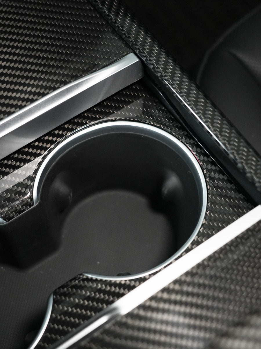 ciiyaa Carbon Fibre Center Console Cup Slot Cover for Tesla Model 3 (24-26) / Y (25-26) / YL (25-26)