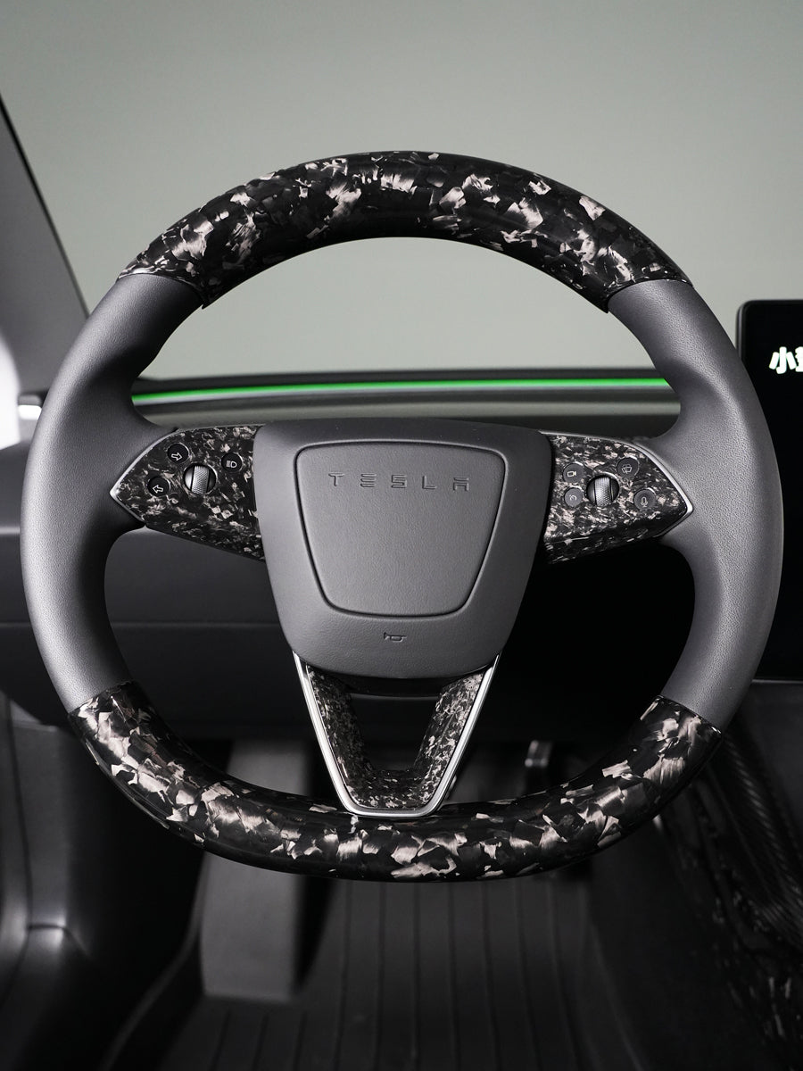 ciiyaa Carbon Fiber Steering Wheel V Sticker for Tesla Model 3 (24-26) / Y (25-26) / YL(25-26)