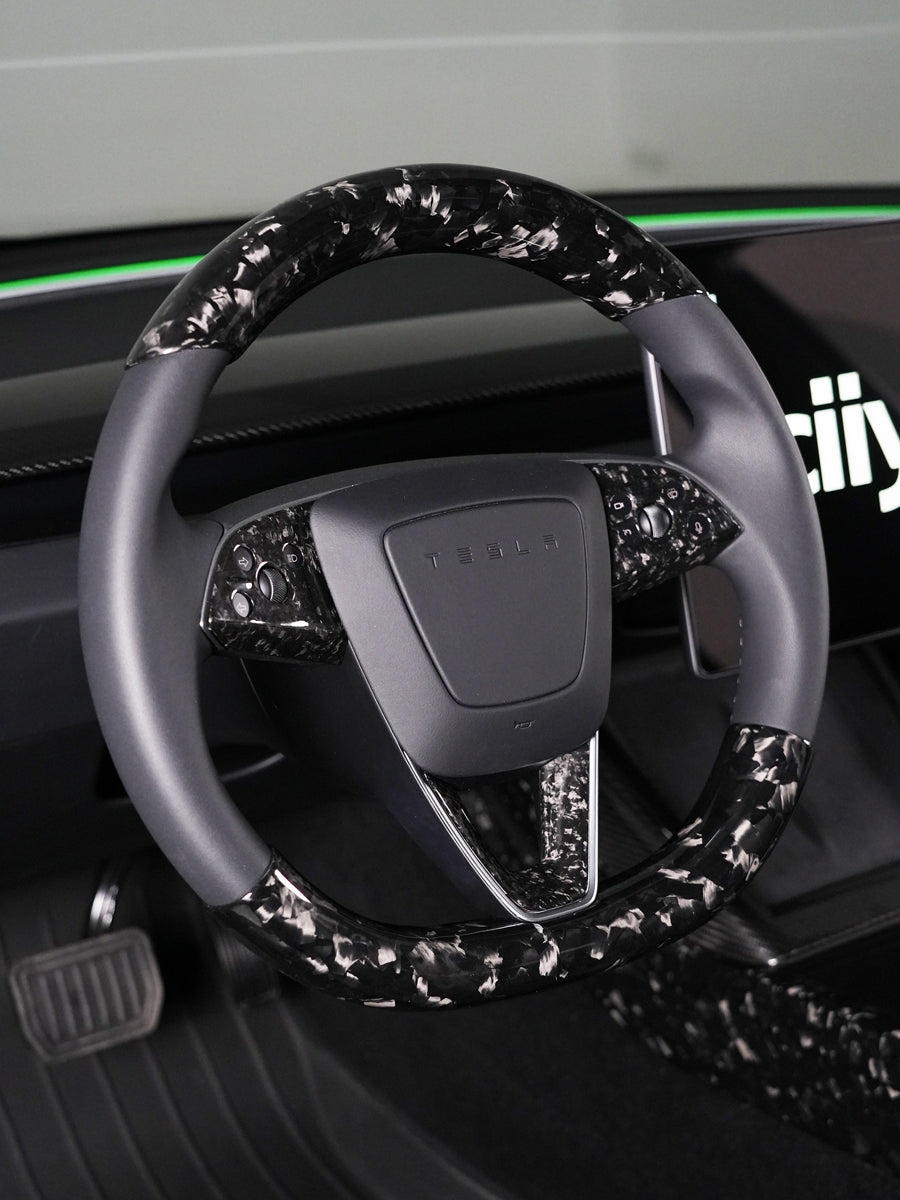 ciiyaa Carbon Fiber Steering Wheel Stickers for Tesla Model 3 (24-26) / Y (25-26) / YL（25-26）